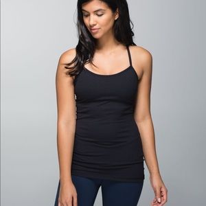 Lululemon Power Y tank - black, built in bra, sz 4